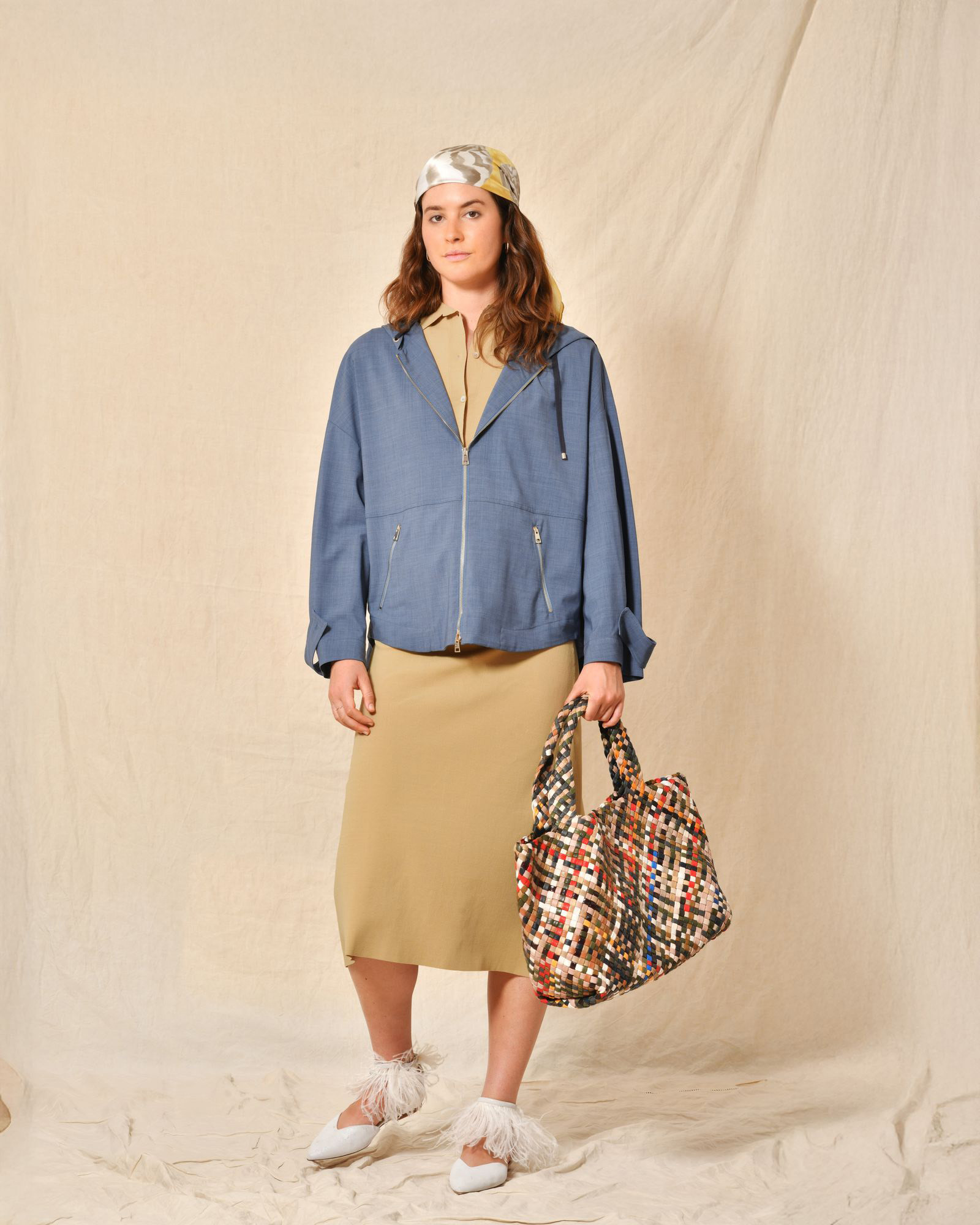 Jupe midi en jersey beige Lorena Antoniazzi