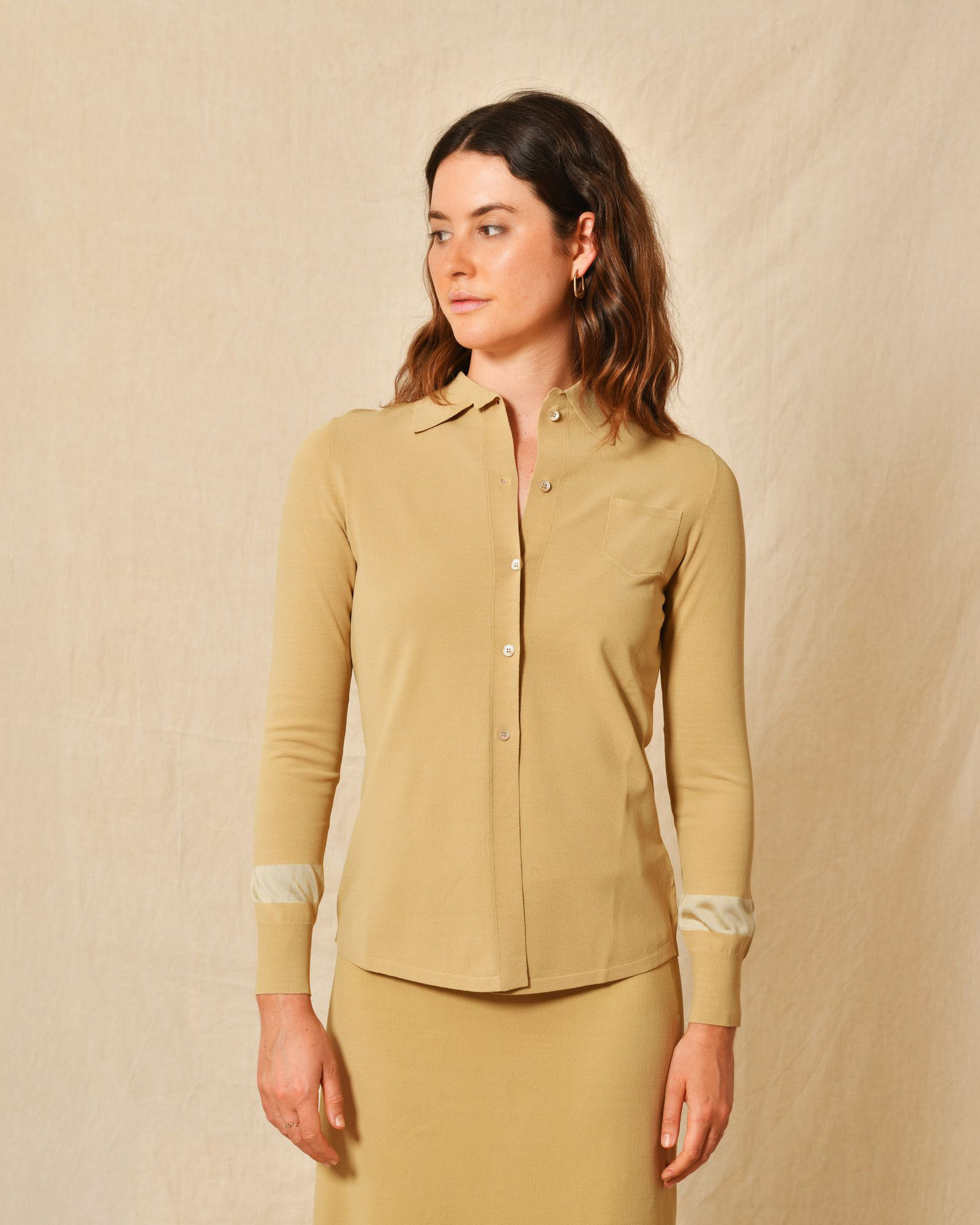 Chemisier en jersey beige Lorena Antoniazzi