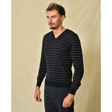 Pull bleu à rayures Eleventy