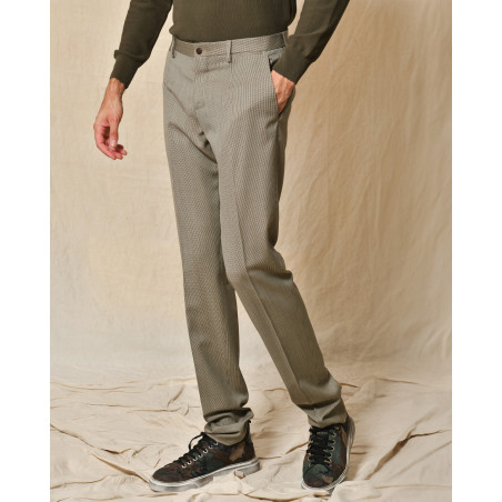 Pantalon beige motifs pied de poule Sartoria Luccioni