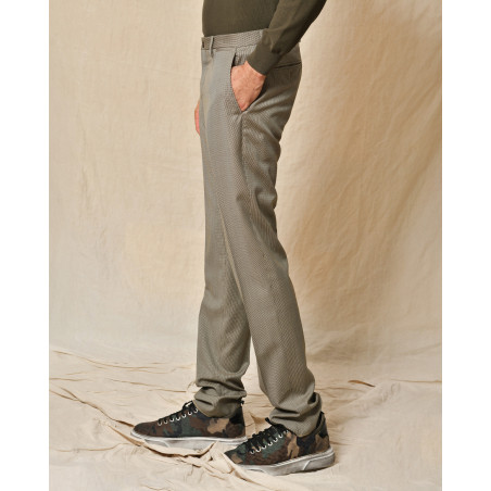 Pantalon beige motifs pied de poule Sartoria Luccioni