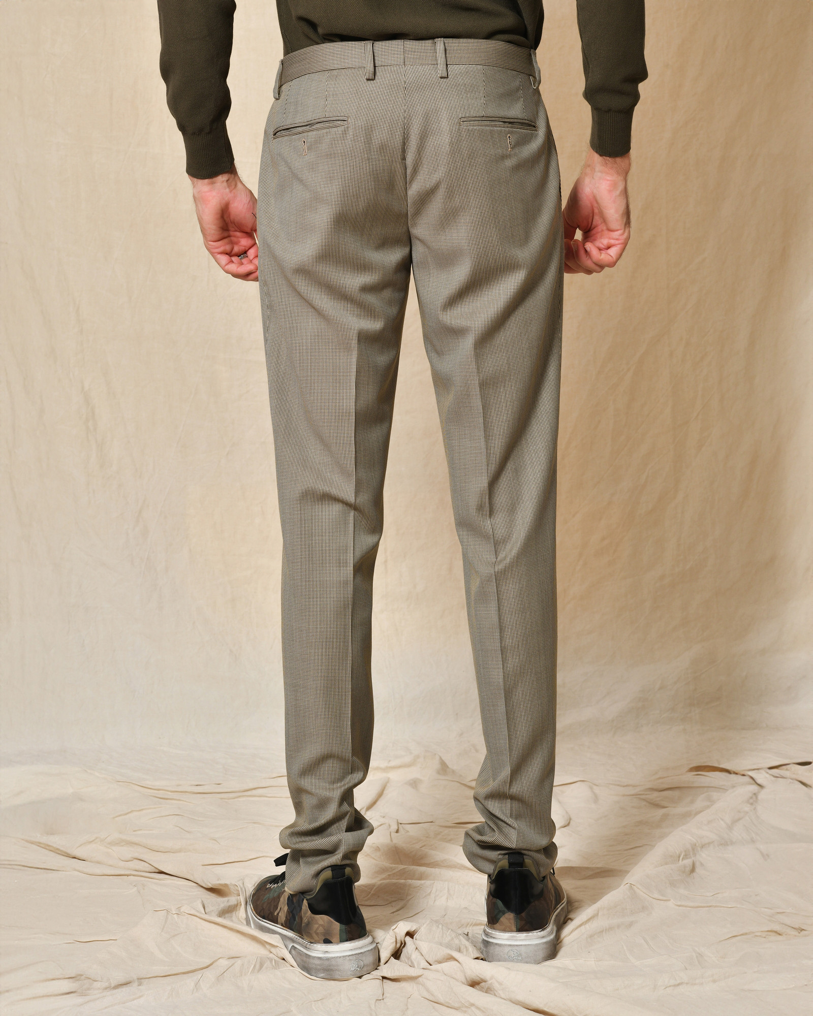 Pantalon beige motifs pied de poule Sartoria Luccioni