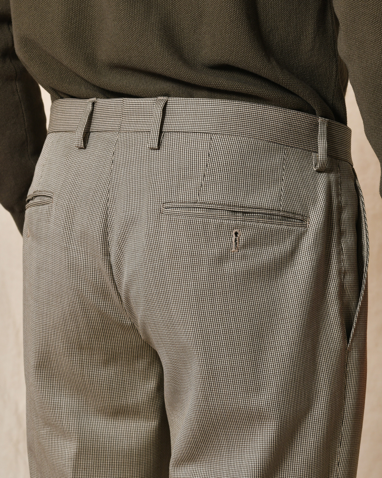 Pantalon beige motifs pied de poule Sartoria Luccioni