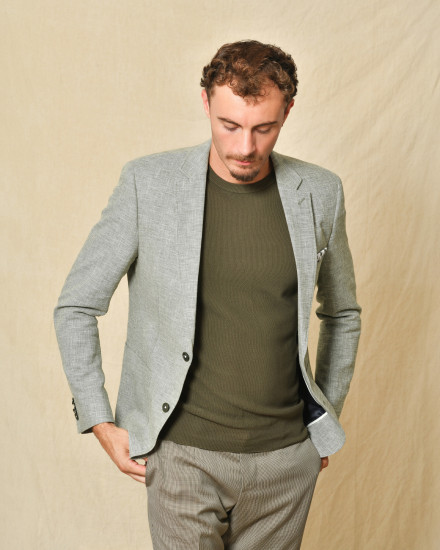 Veste verte en coton et lin Blue Industry