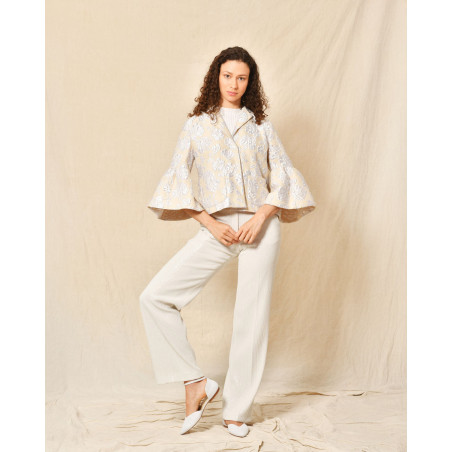 Veste courte avec finition fleuris Sara Roka