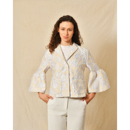 Veste courte avec finition fleuris Sara Roka