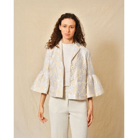 Veste courte avec finition fleuris Sara Roka