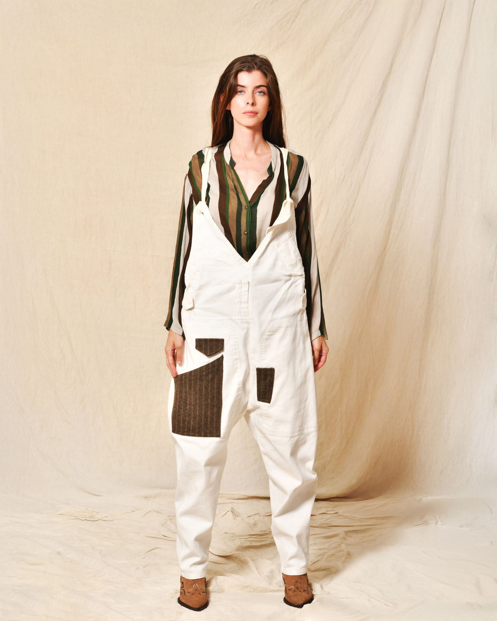 Combinaison en denim blanc AVN