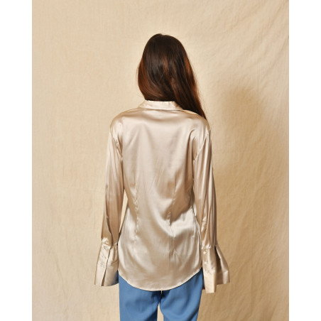 Chemisier en soie argenté Sara Roka