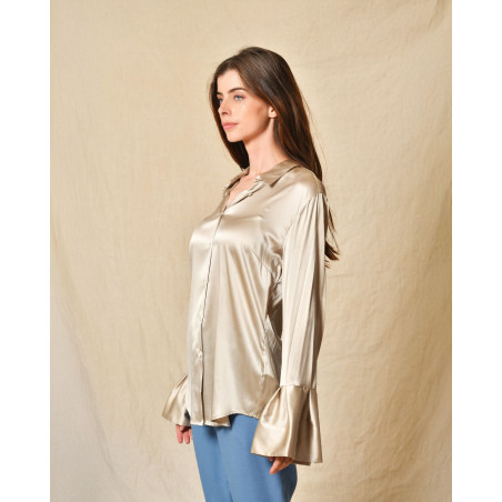 Chemisier en soie argenté Sara Roka