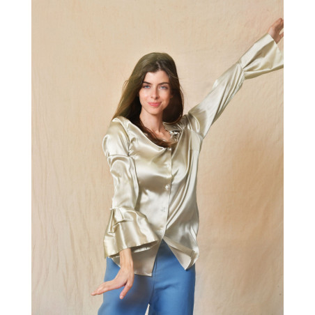 Chemisier en soie argenté Sara Roka