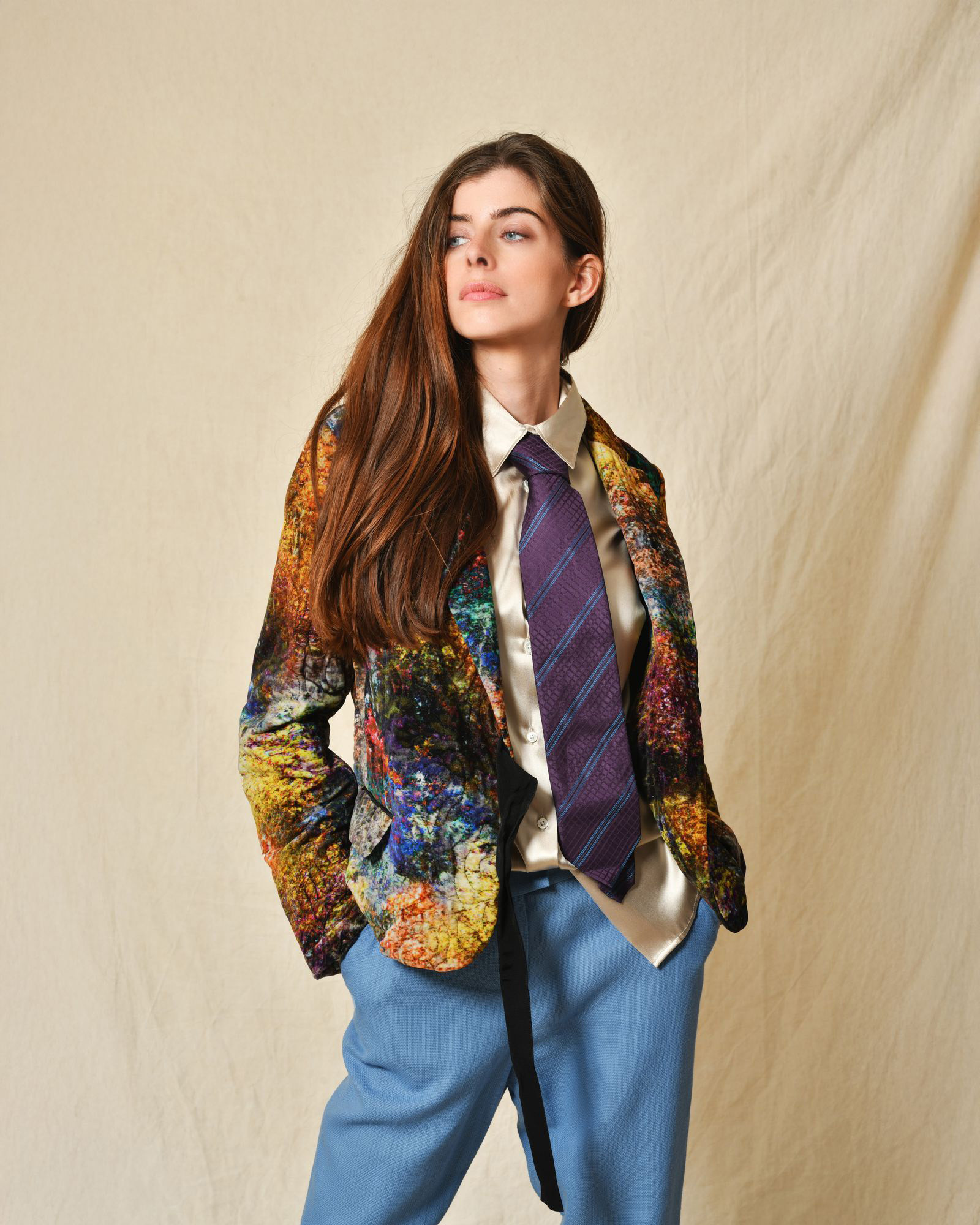 Chemisier en soie argenté Sara Roka