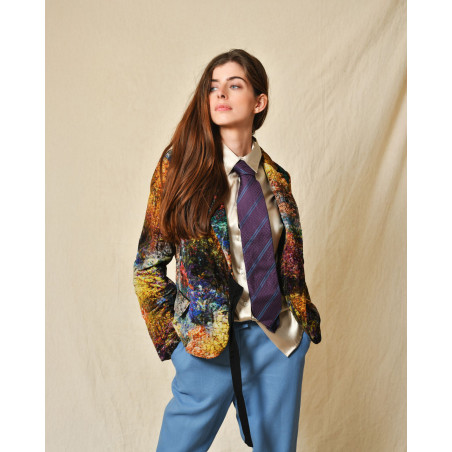 Chemisier en soie argenté Sara Roka