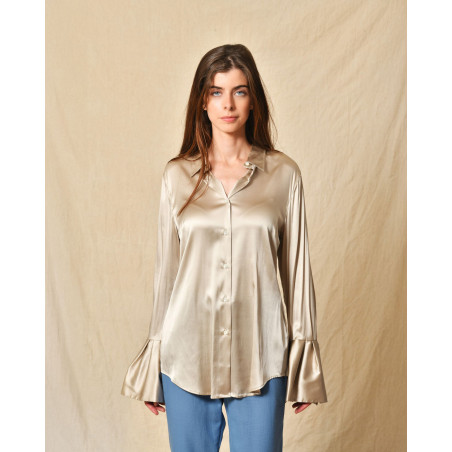 Chemisier en soie argenté Sara Roka