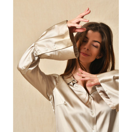 Chemisier en soie argenté Sara Roka