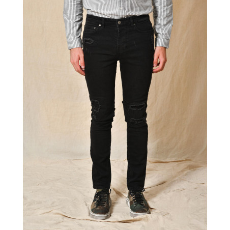 Jean en coton noir déchiré Ksubi