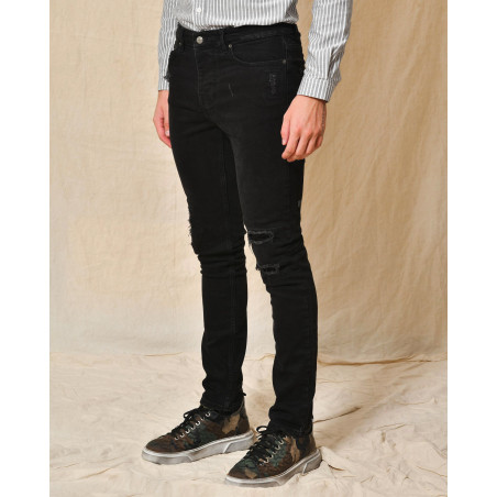 Jean en coton noir déchiré Ksubi