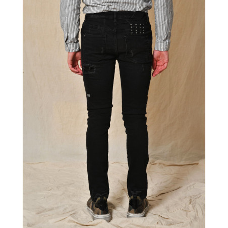 Jean en coton noir déchiré Ksubi