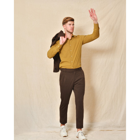 Chemise en coton jaune moutarde AT.P.CO