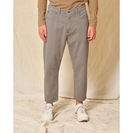 Jean large en coton gris/beige Ixos