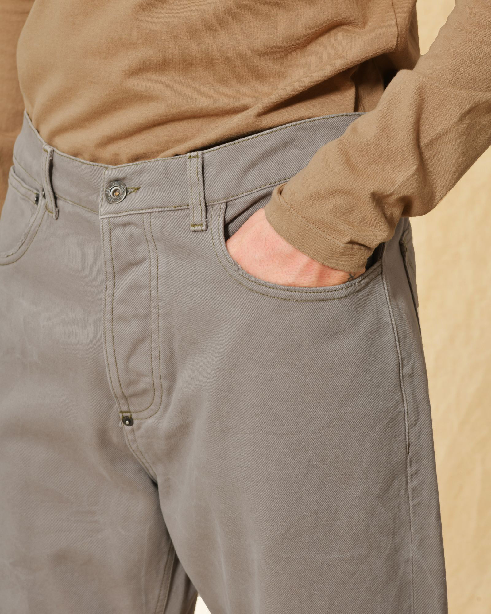 Jean large en coton gris/beige Ixos