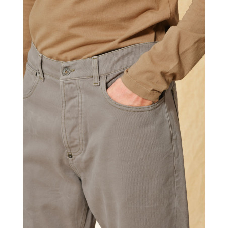 Jean large en coton gris/beige Ixos