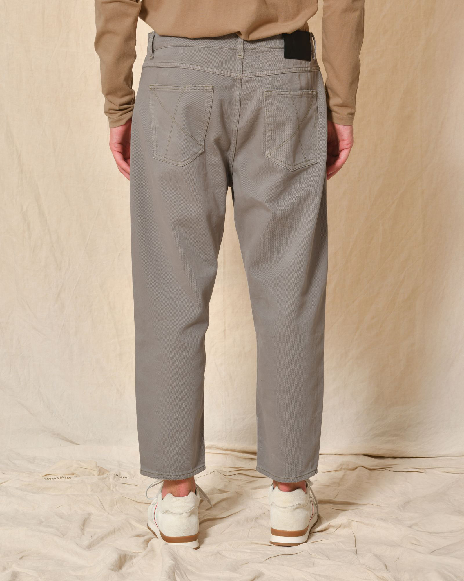 Jean large en coton gris/beige Ixos