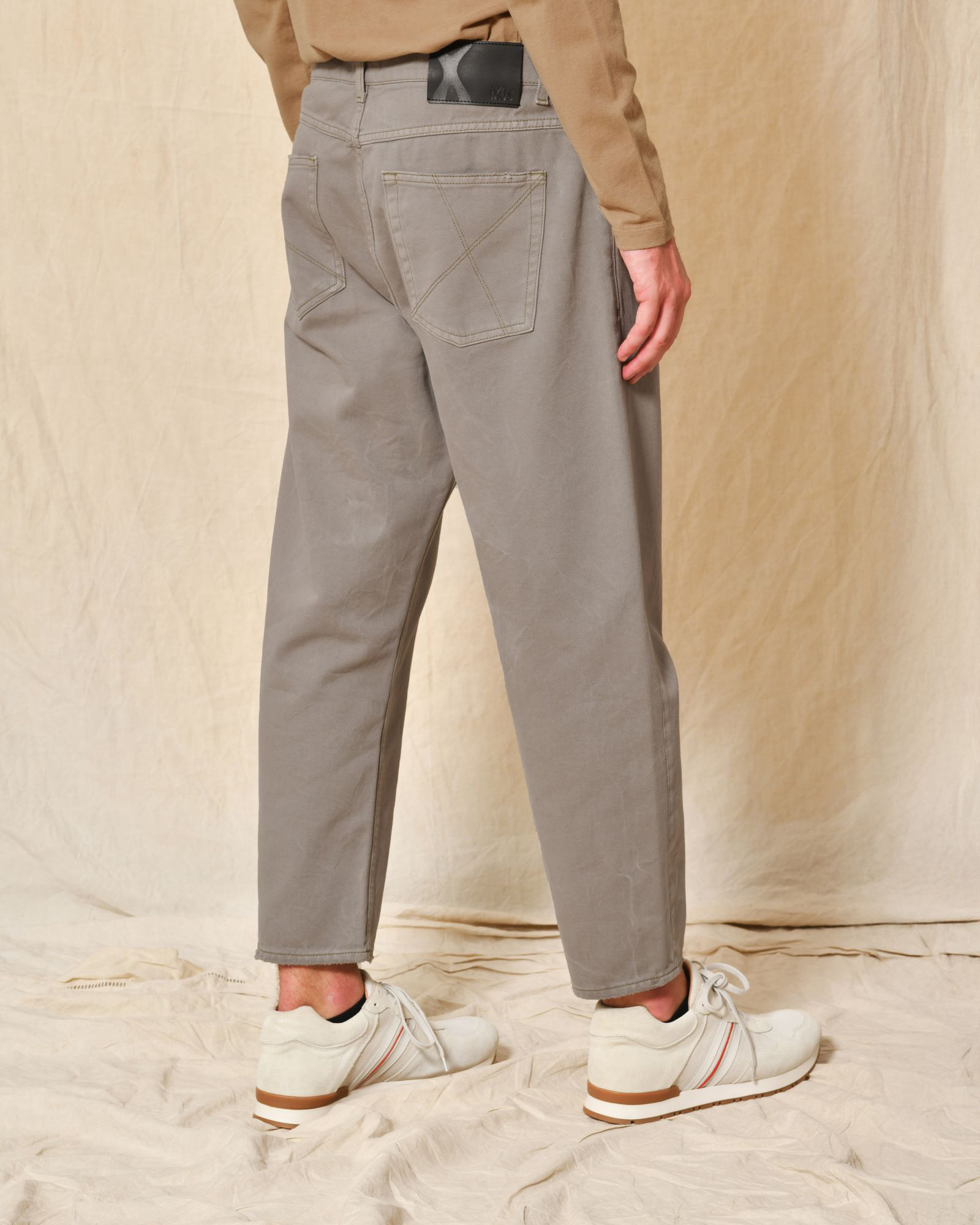 Jean large en coton gris/beige Ixos