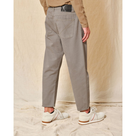 Jean large en coton gris/beige Ixos