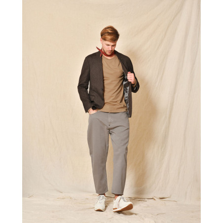 Jean large en coton gris/beige Ixos