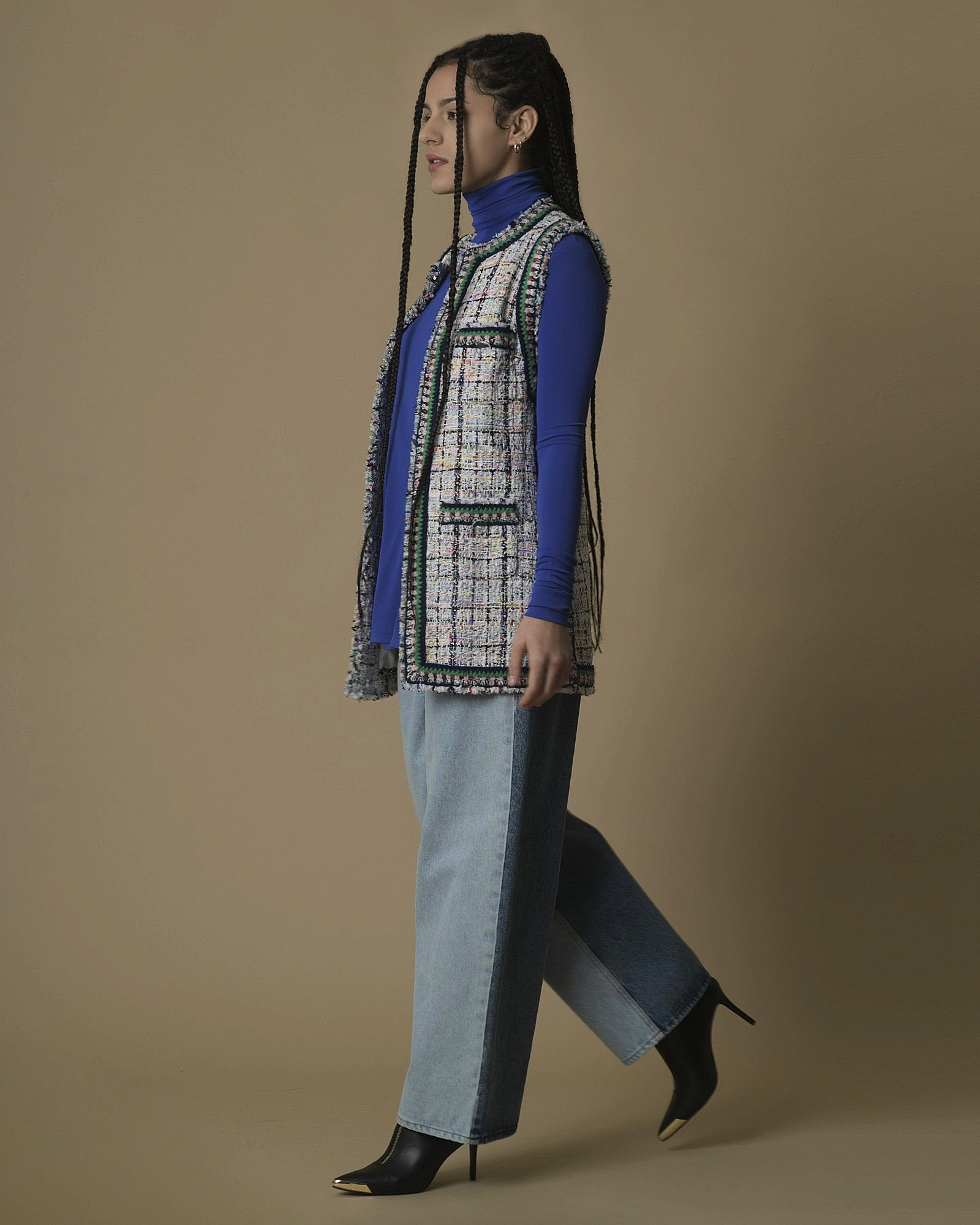 Veste en tweed sans manches Edward Achour