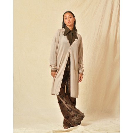 Gilet long en soie et cachemire Lorena Antoniazzi