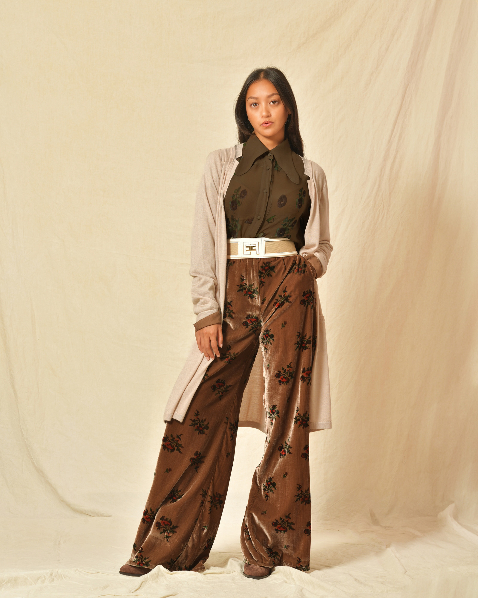 Gilet long en soie et cachemire Lorena Antoniazzi