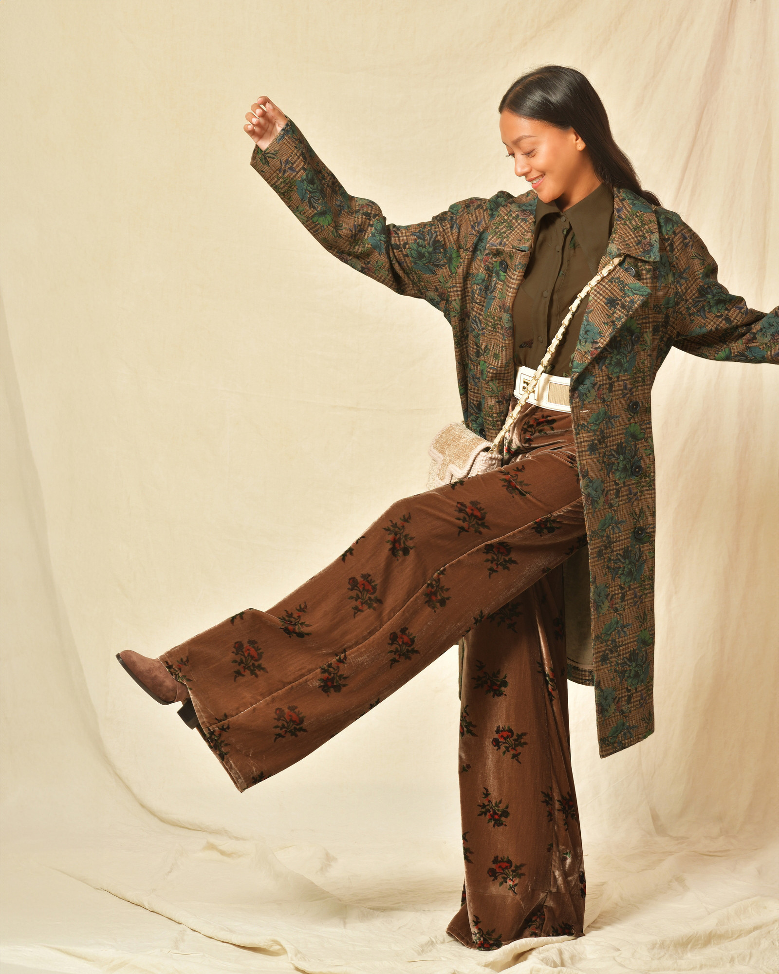 Trench en lin taupe à motifs 120% Lino