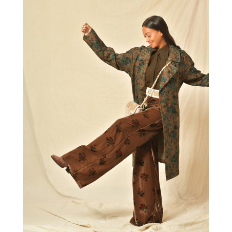 Trench en lin taupe à motifs 120% Lino