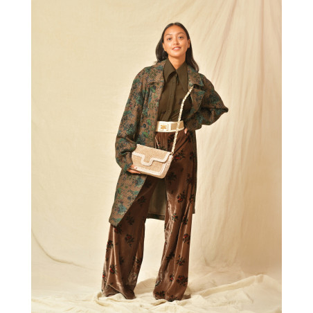 Trench en lin taupe à motifs 120% Lino