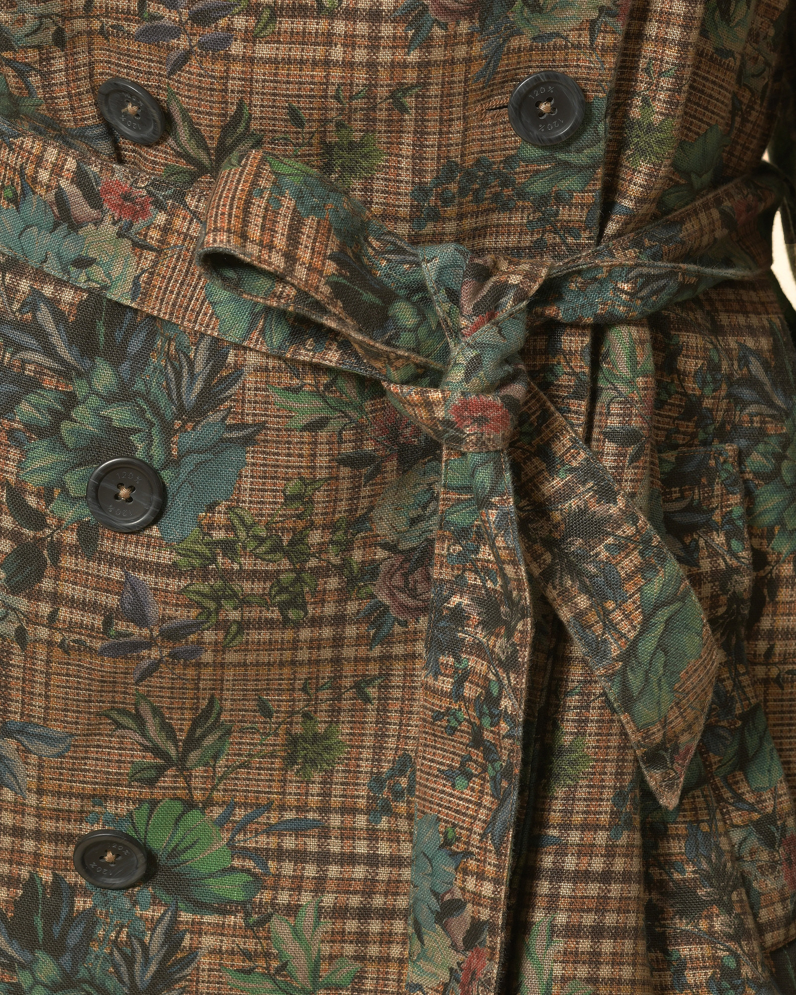 Trench en lin taupe à motifs 120% Lino