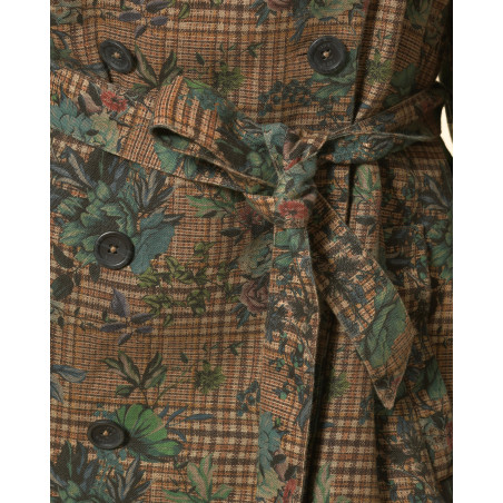 Trench en lin taupe à motifs 120% Lino