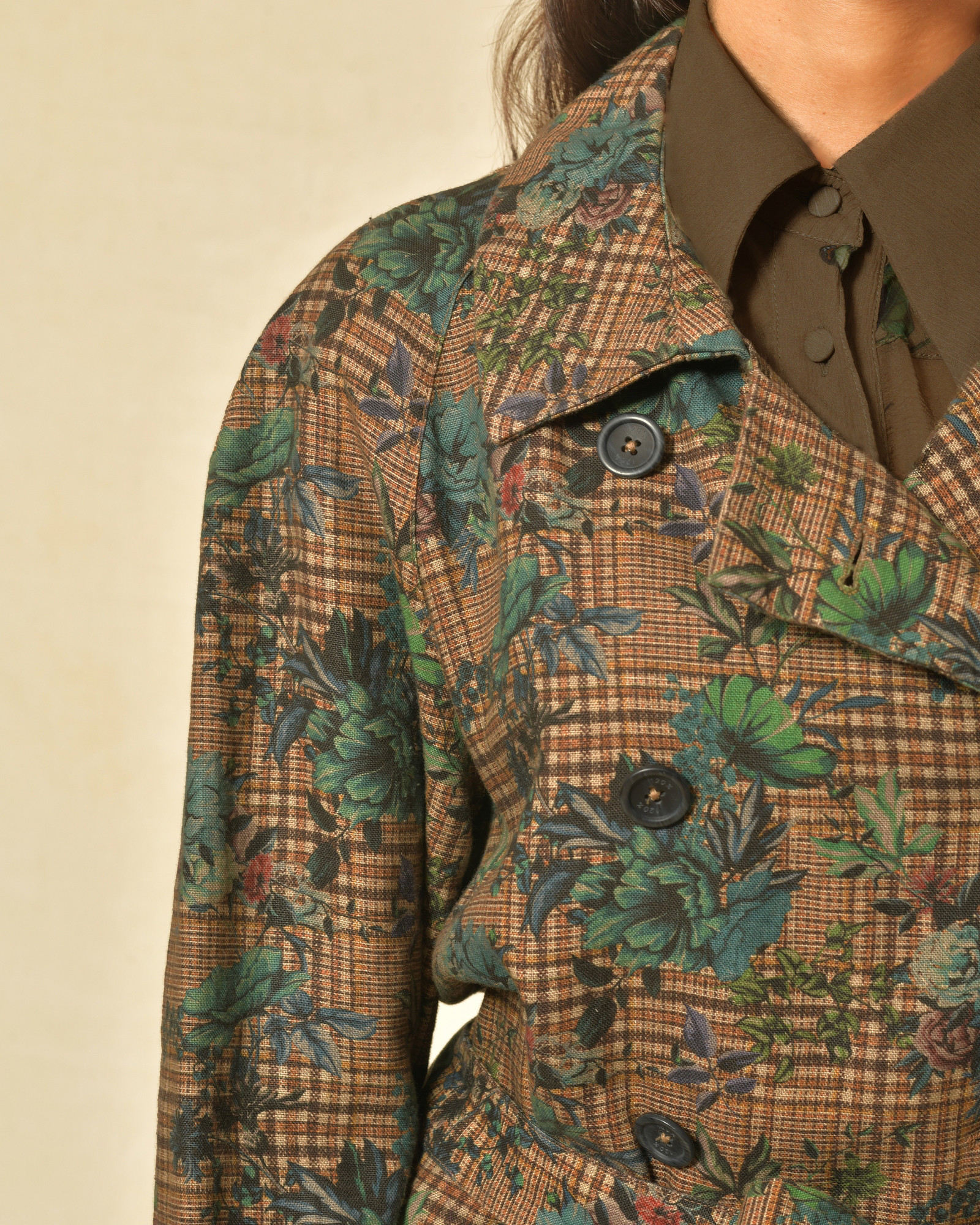 Trench en lin taupe à motifs 120% Lino