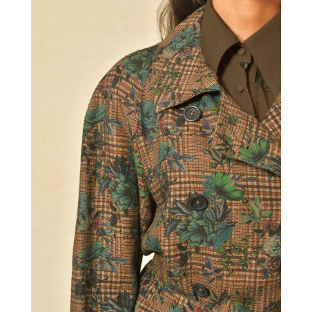 Trench en lin taupe à motifs 120% Lino