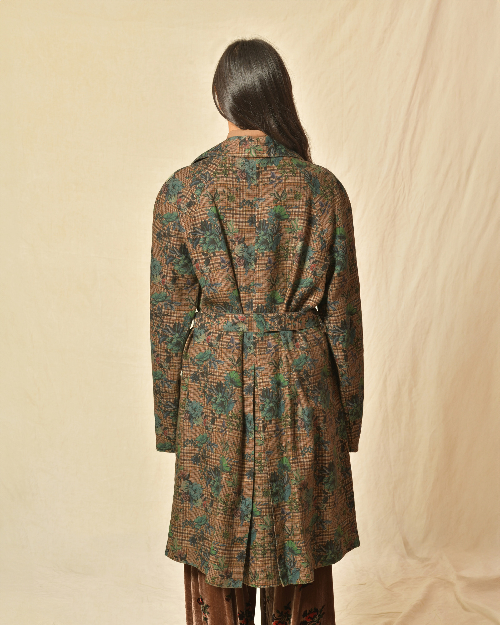 Trench en lin taupe à motifs 120% Lino