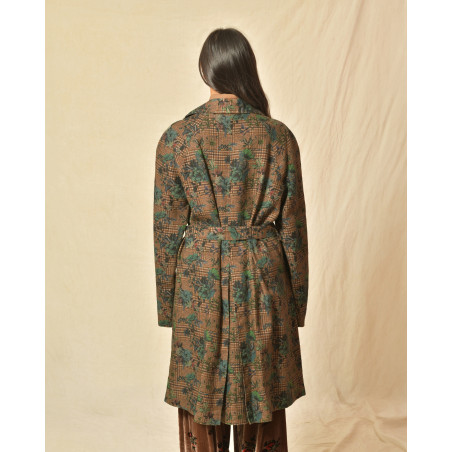 Trench en lin taupe à motifs 120% Lino