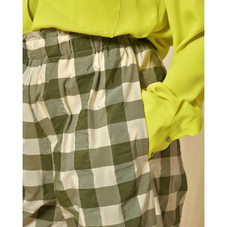 Pantalon en coton kaki à carreaux AVN