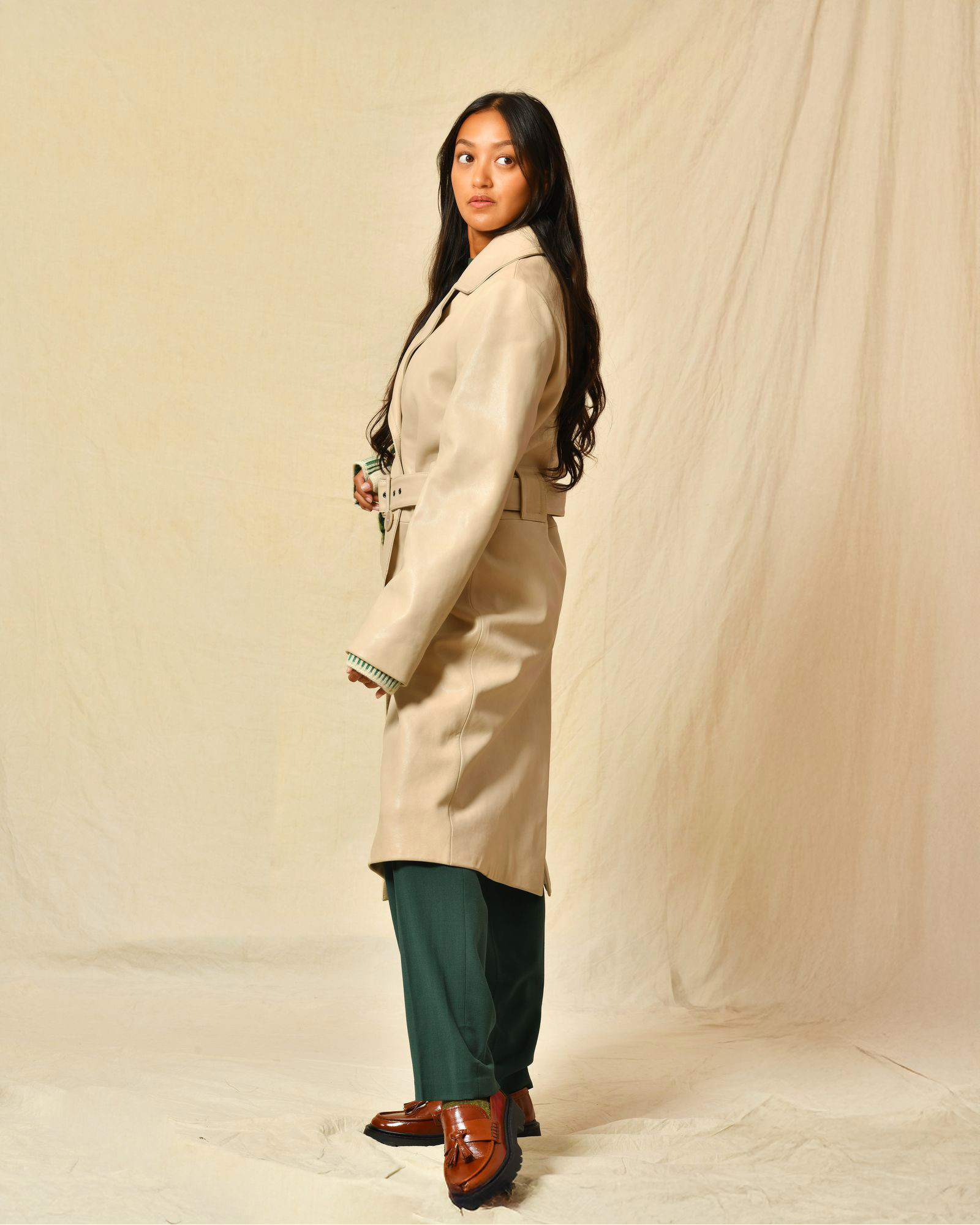 Trench en cuir beige Ventcouvert