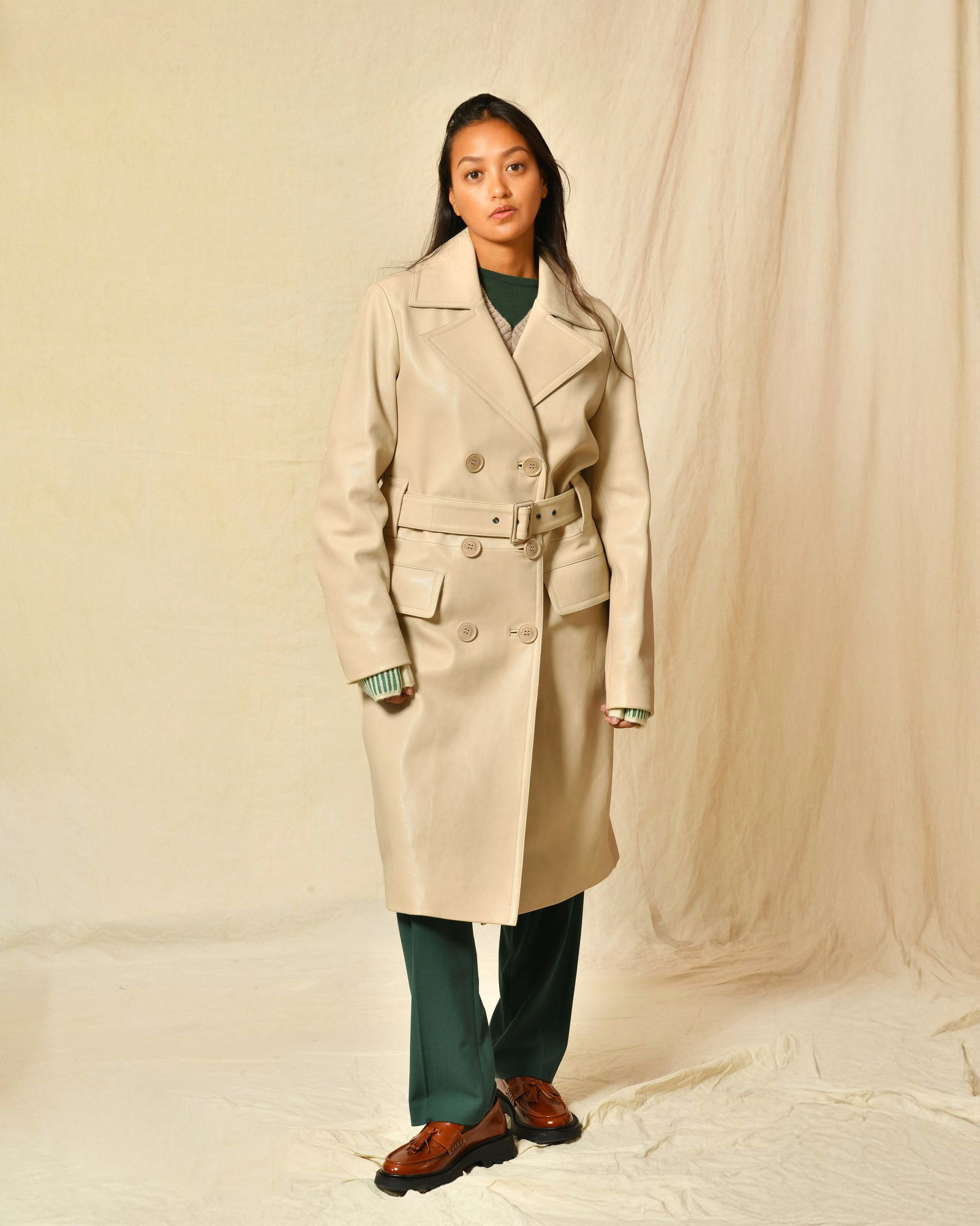 Trench en cuir beige Ventcouvert