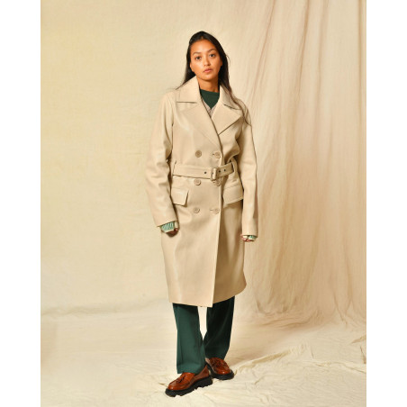 Trench en cuir beige Ventcouvert