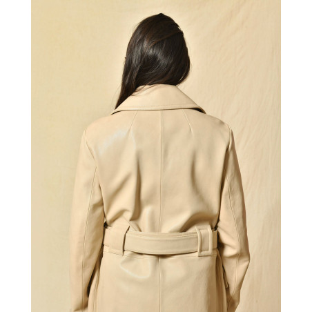 Trench en cuir beige Ventcouvert