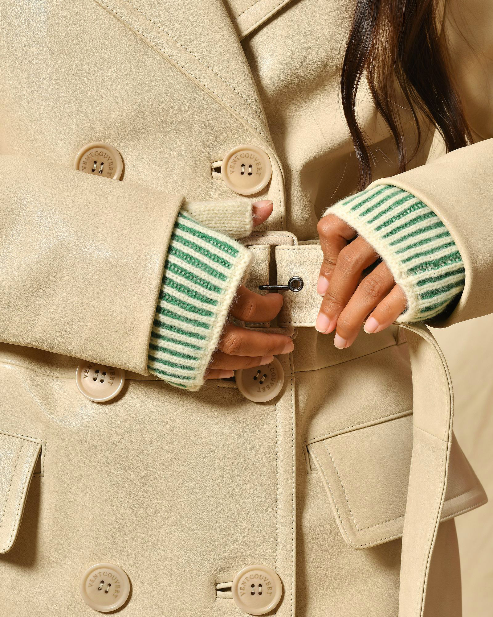 Trench en cuir beige Ventcouvert