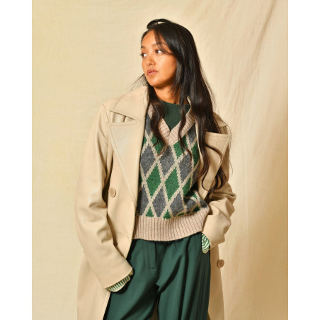 Trench en cuir beige Ventcouvert