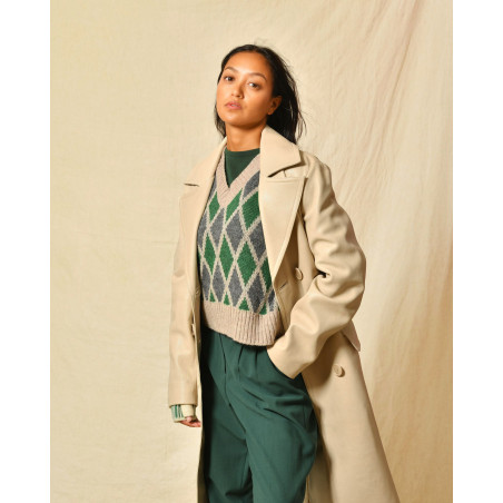 Trench en cuir beige Ventcouvert